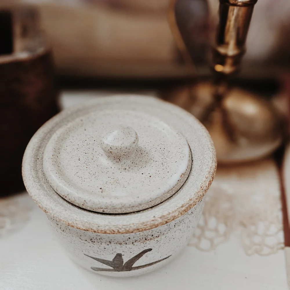 Handcrafted Ceramic Lidded Jar - Cream and Brown - Picture 5 of 7